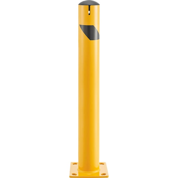Global Industrial Steel Bollard w/Chain Slots & Removable Cap, 4-1/2Dia. x 36H, Yellow 670584 - main